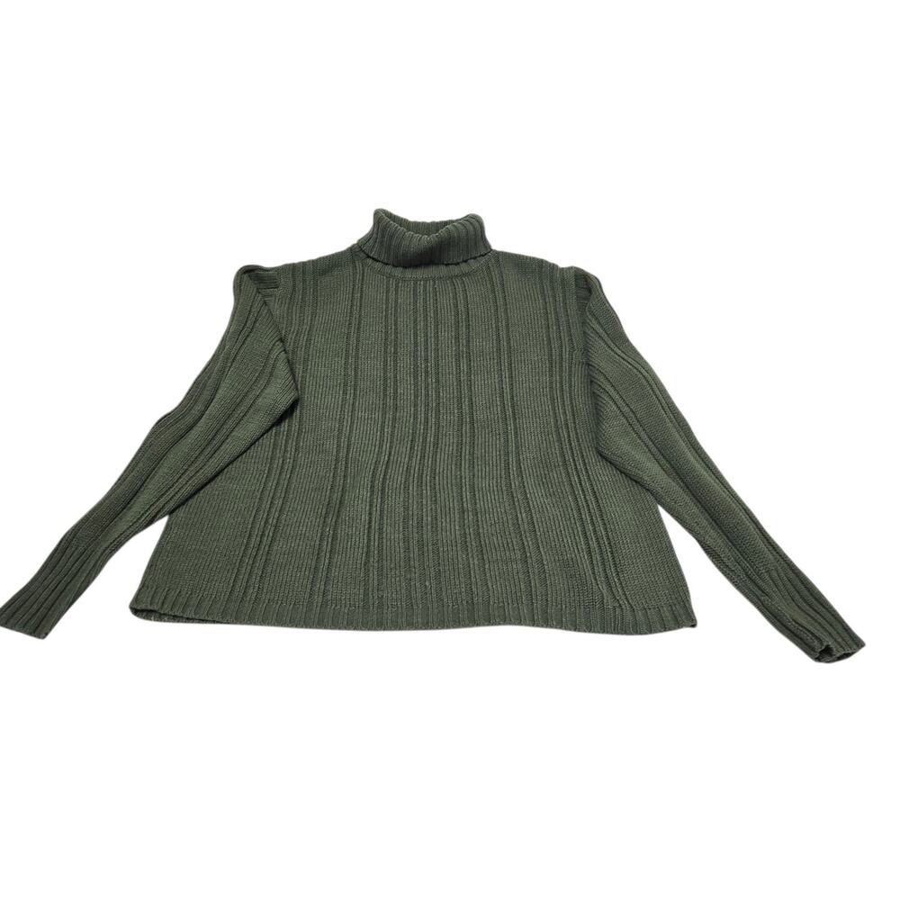 Basic Editions Women's Turtleneck Sweater Large Green
